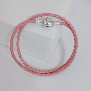 Pandora Moments double woven Leather Pink Bracelet